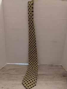 Savile Row Yellow & Black Geometric Pattern Tie 56" Silk Mens Accessory - Picture 1 of 3