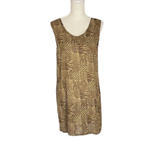 Vestido recto Sweet Ali sin mangas semi transparente marrón estampado animal talla pequeña - Imagen 1 de 5