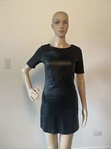 Vestido Yi Feng Negro Cuero Sintético Vaina Cuerpo Elástico Abrazos Mangas Cortas Talla S - Imagen 1 de 12