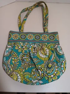 Vera Bradley Morgan Tasche Reißverschluss Handtasche Doppelgriff zwei Außentaschen türkis & grün - Bild 1 von 10
