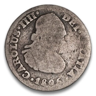 Spanish Mexico Silver 1/2 Real 1806 TH - Imagem 1 de 2