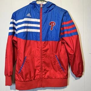 Youth VTG Adidas Philadelphia Phillies Windbreaker/Warm Up Jacket Sz Med 10-12 - Picture 1 of 8