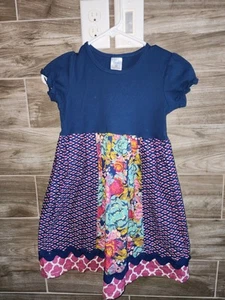 ARB Blanks Girl Boutique Dress Size 10 Navy Blue Pattern And Floral - Picture 1 of 7