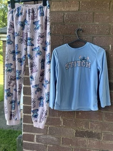 Girl’s Pyjamas - Stitch - Disney - Age 9 10 Years - Blue - Supersoft Fleece - Picture 1 of 7