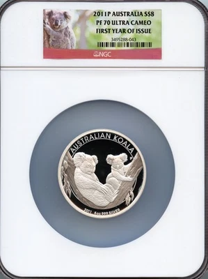 Australia 2011-P $8 5 oz Fine Silver Koala PF70 Ultra Cameo NGC-3495288-054 - Image 1 of 4