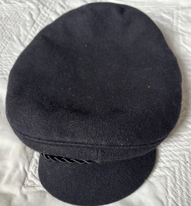 Vintage Greek Style Fischermütze Schwarz Wolle Made In Germany S/M - Bild 1 von 7