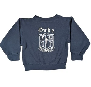 Vtg 80s 90s Kids XS 2/4 Duke University Crest Crewneck Sweatshirt Navy Blue USA - Picture 1 of 7