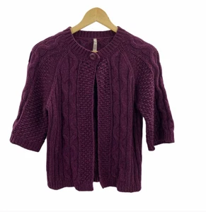 Maglione cardigan donna Leo & Nicole maglia cavo viola aperto davanti taglia small - Foto 1 di 9