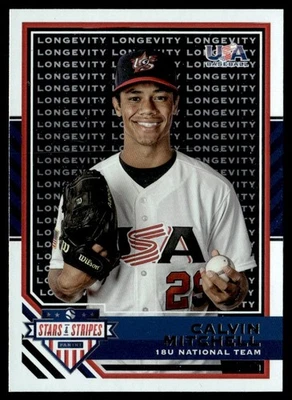 2017 Panini Stars and Stripes Longevity Calvin Mitchell USA #44 - Image 1 of 2
