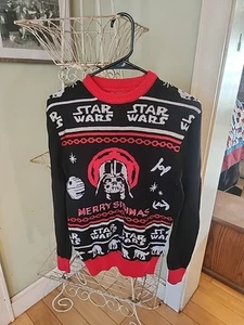 H&M STAR WARS CHRISTMAS SWEATER MENS XS Acrylic Darth Vader Father Sithmas Red - Picture 1 of 6