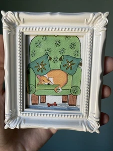 STAMPA cane, animali divertenti carini, divertenti, pittura, incorniciato, miniatura, piccolo, mini - Foto 1 di 8