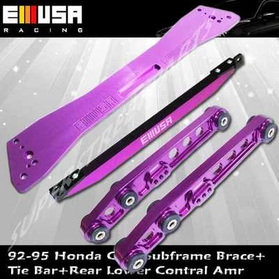 Barra de amarre de brazo de control inferior trasero barra de subchasis púrpura para 92-95 Civic 93-97del Sol Foto 1 de 4
