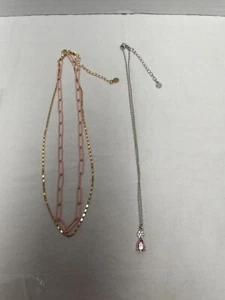 2 rosa Mode Halskette Weihnachtsstrumpf Konvolut 16 Zoll mit Verlängerungen  - Bild 1 von 6