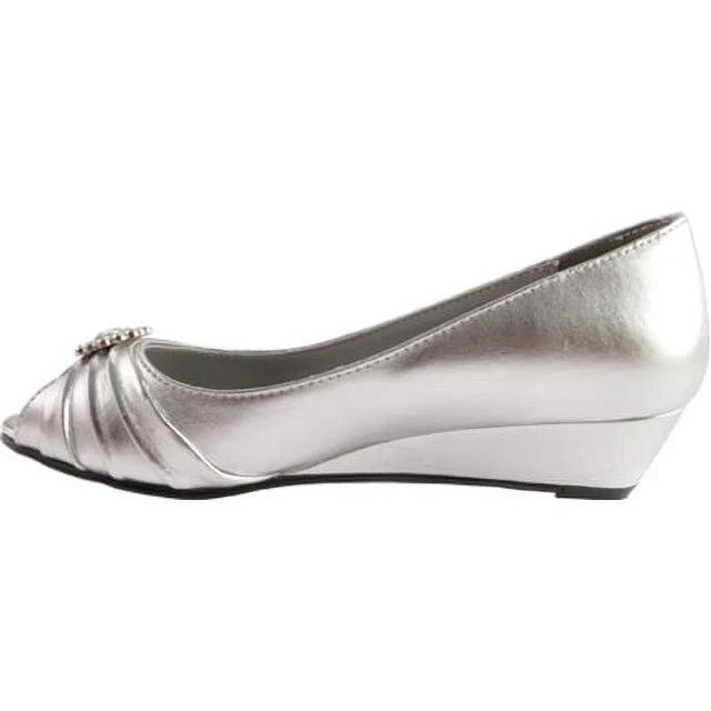Dyeables женщин Anette низкий каблук на танкетке (серебристый металлик, 10) - Изображение 1 из 1