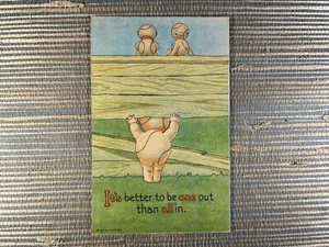Est Allison Fan-ie Serie 100 Kewpie Baseball nackter Hintern 1916 Postkarte L&R - Bild 1 von 2