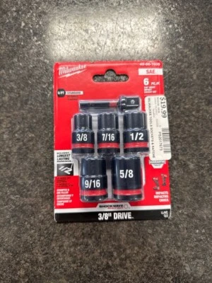 MILWAUKEE TOOLS 49-66-7035 6pc. 3/8" Drive Impact Socket Set (PS2017673) - Image 1 of 2