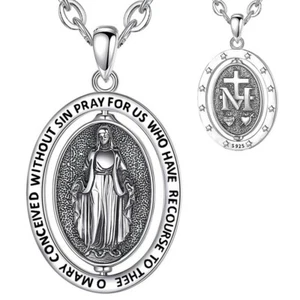 MLD 925 Sterlingsilber rotierende wundersame Medaille Anhänger Halskette - Bild 1 von 14