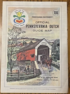 1969 OFFICIAL PENNSYLVANIA DUTCH GUIDE MAP FOLD OUT LANCASTER PA TOURISM - Picture 1 of 3