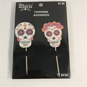 Day of the Dead Dia De Los Muertos Cake Cupcake Toppers 12 Count - Picture 1 of 3