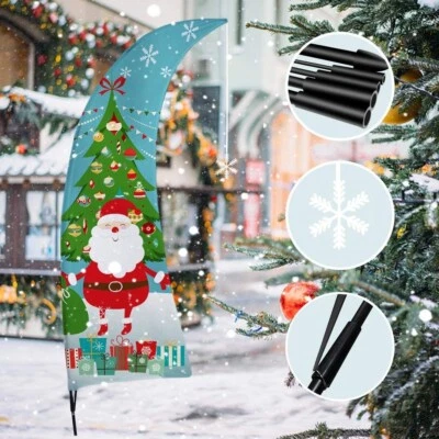 Christmas Garden Flag, Large Feather Swooper Flag with Pole Kit - Image 1 of 4