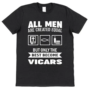 Vicar T-Shirt Best Equal Slogan Son Church Father Priest Christian Christianity - Picture 1 of 1