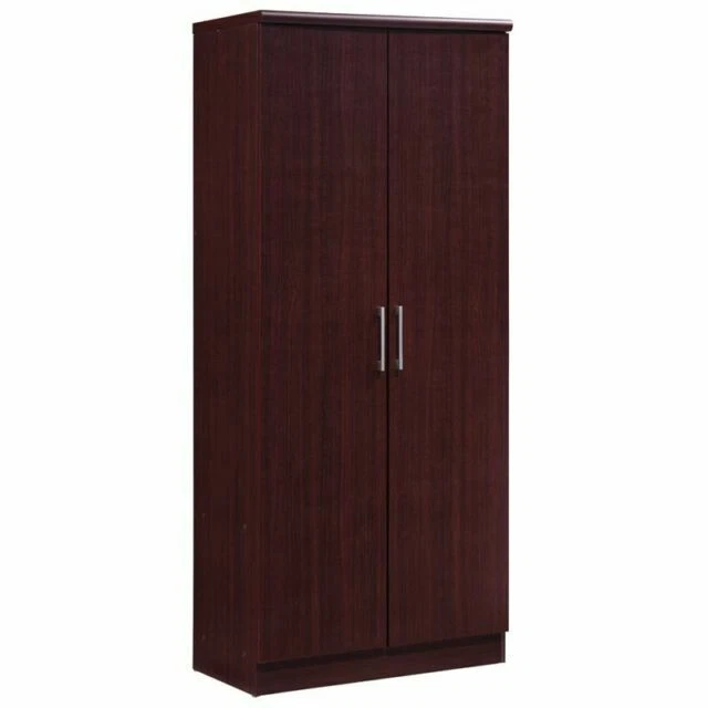 Hodedah 2 Door Brown Modern Freestanding Wardrobe with 4 Shelves - HID8600MAHOGANY