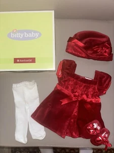 American Girl Doll Bitty Baby Sweet Scarlet Christmas Holiday Dress In Box - Picture 1 of 4