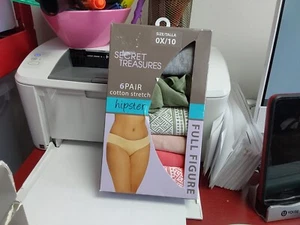 Nib Secret Treasures Womens Plus Panty 6 Pr Cotton Stretch 0x/10 hipster - Picture 1 of 1