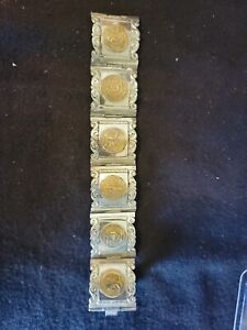 Vintage Mexico Sterling panel Bracelet Victorian Taxco Signd