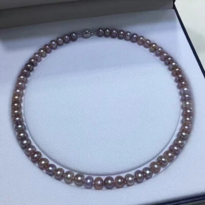 ЖЕМЧУЖНОЕ ОЖЕРЕЛЬЕ 8-9 ММ ЮЖНОЕ МОРЕ ЛАВЕНДЕРВ 18 ДЮЙМОВ 925S - Изображение 1 из 4