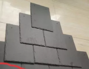 Nuevo 6 piezas Teja Pizarra Natural Techo Gris Oscuro Pretaladrado Tamaño 12" x 20" - Imagen 1 de 2