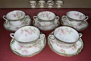 Haviland Limoges France Bouillon Soup & Saucer (5) c. 1893-1931 Schleiger #66 - Picture 1 of 15