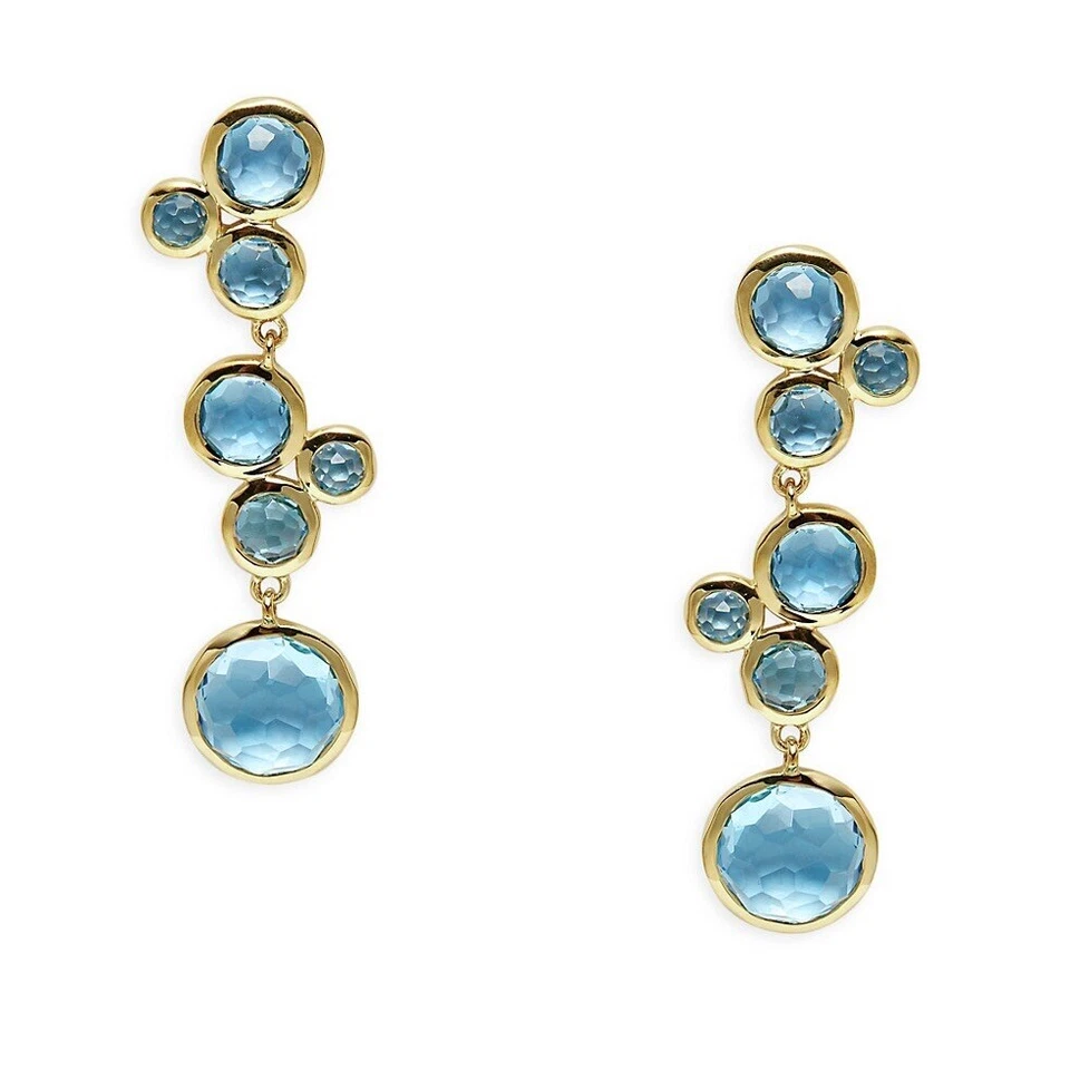 Pendientes colgantes lineales de piruleta de oro amarillo de 18 quilates IPPOLITA en topacio azul suizo Foto 1 de 4