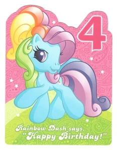 RAINBOW DASH MY LITTLE PONY 4th BIRTHDAY Greeting Card w/ Envelope AGC MG69 - Picture 1 of 3