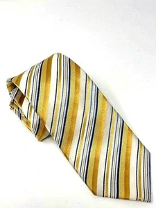 Geoffrey Beene Men's Necktie Yellow Gold Blue Stripes 100% Silk 61" Free Ship - Bild 1 von 3
