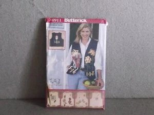BUTTERICK PATTERN 4911 UNCUT 1990s Multi Size 8-18 VEST FOLK APPLIQUE VARIATIONS - Picture 1 of 4