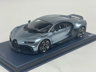 1/18 MR Collection Bugatti Chiron Profile Silver Blue on blue leather Base - Image 1 of 4