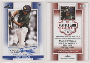 2019 Leaf Perfect Game National Showcase Blue /15 Devan Ornelas #BA-DO1 Auto