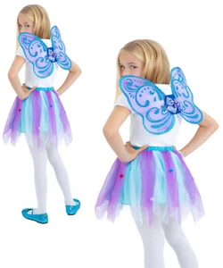 Kit Mariposa Púrpura Niños Hada Vestido Elegante + Alas + Tutú Niños Conjunto - Imagen 1 de 1
