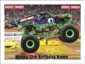 Monster Trucks Grave Digger Edible Cake Topper Icing Truck Decoration (4 Sizes) - Picture 1 of 8