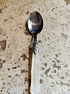 EME NAPOLEAN VINTAGE TABLE SOOP SPOON 18/10 ITALY IVORY COLORED HANDLE - Picture 1 of 5