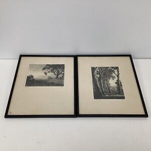 2 George Cope Etchings "The Farm Road" "Sunset" S#561