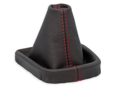 PER VW UP! SEAT Mii 2011-2020 CUFFIA LEVA CAMBIO PELLE NERA CUCITURE ROSSE - Image 1 of 4