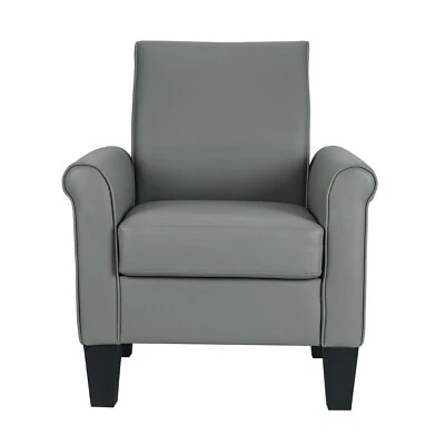 Modern Faux Leather Accent Chair Comfy Armchair Upholstered Single Sofa 6-Color - Image 1 of 4