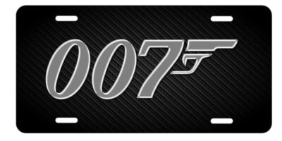 007 James Bond Art on Simulated Carbon Fiber Aluminum License Plate Tag B - Image 1 of 4