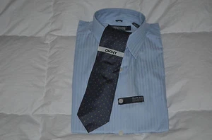 Auténtica Camisa de Vestir Kenneth Cole Calce Ajustado con Corbata Gris DKNY para Hombre 16 34/35* - Imagen 1 de 3