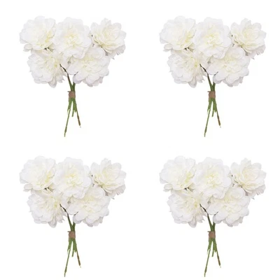 4 piezas Peonías Flores Blancas Artificiales, Dalia Imitación Floral, Seda Falsa Flor B... Foto 1 de 4