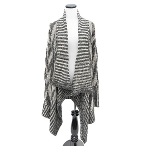 Staring At Stars Black White Chevron Drape Front Cardigan Size Small - Picture 1 of 8