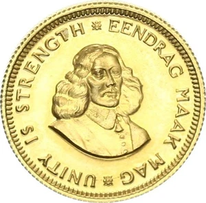 Südafrika Republik 1 Rand 1980 South African Mint Springbock Gold PP - Picture 1 of 3