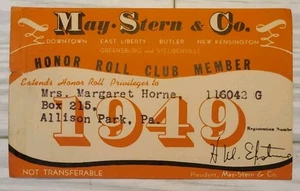 1949 Mai Stern & Co Kaufhaus Ehrenrolle Mitgliedskarte RAR - Bild 1 von 2